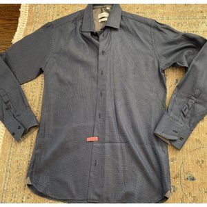 Sebastien james collection slim fit mens dress shirt M medium Blue Print